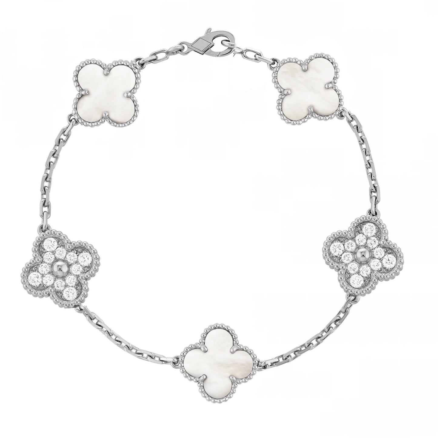 Camilla Diamond Bracelet - Silver + White