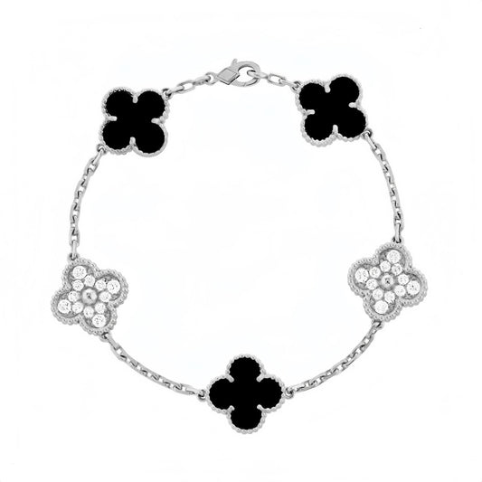 Camilla Diamond Bracelet - Silver + Black